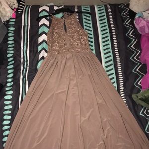 long dark nude dress